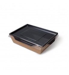 Упаковка для салата 500 мл с прозрачной крышкой BLACK EDITION OPSALAD