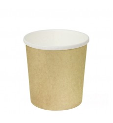 Упаковка для супа, каши, мороженого 500 мл с крышкой (d98*d72*h99 мм) крафт/белая