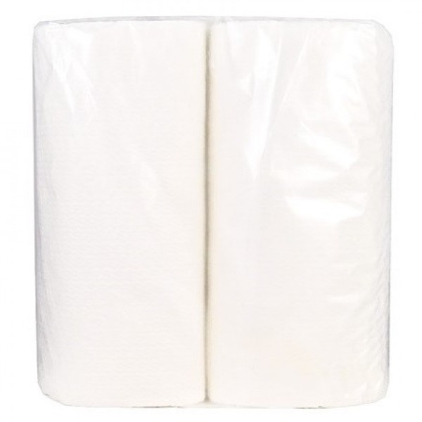 Полотенца бумажные 2-слойные белые в прозрачной упаковке (2 рул./уп.)