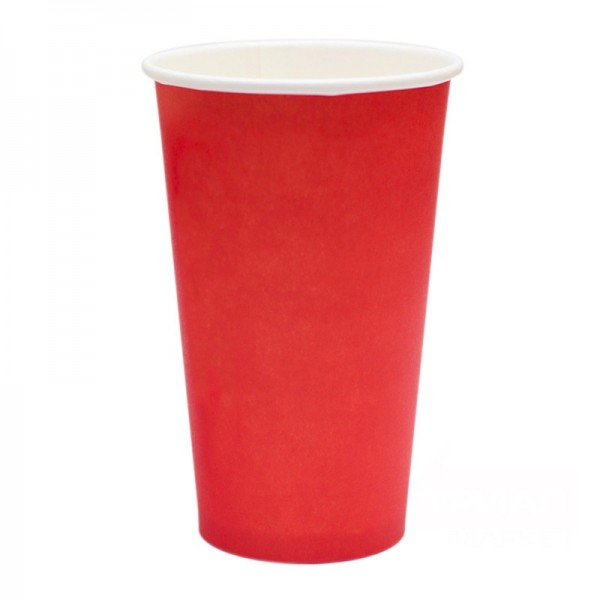 Стакан 450 мл бумажный для горячих напитков красный (25 шт./уп.)
