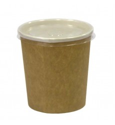 Упаковка для супа, каши, мороженого 445 мл с крышкой (d98*d75*h100 мм) крафт/крафт ECO SOUP ECONOM 16С